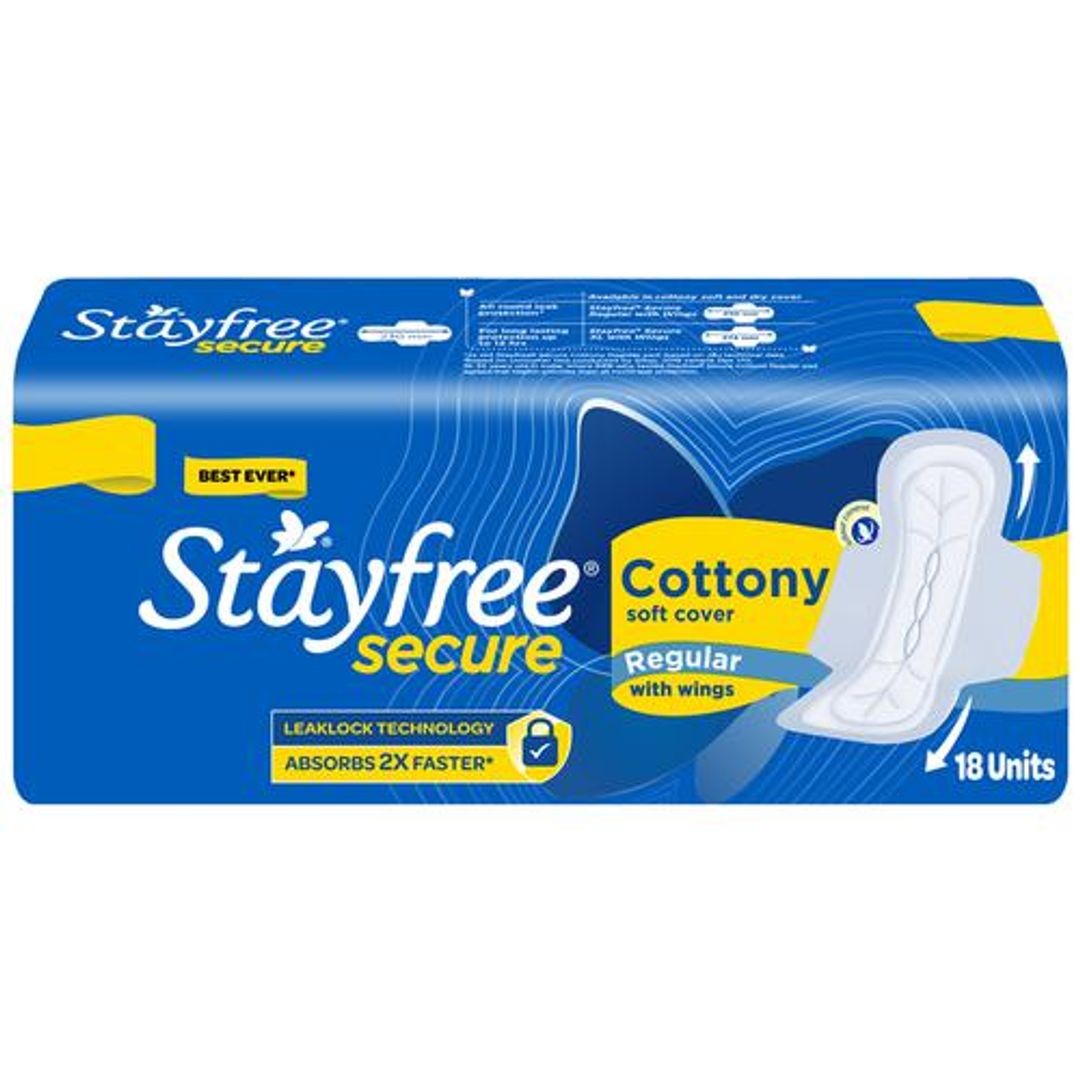 STAYFREE Sanitary Pads - Secure Cottony Regular, 18 pcs 