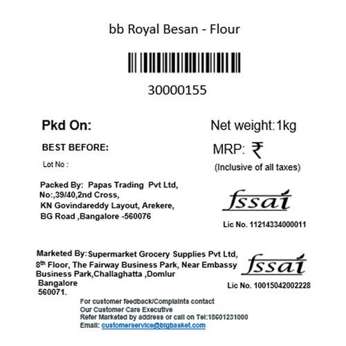 BB Royal Besan Fine/Kadale Hittu, 1 kg Pouch 