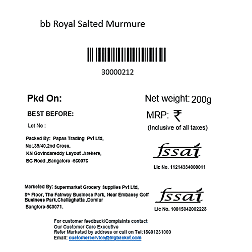 bb Royal Salted Puffed Rice/Murmura/, 200 g Pouch 