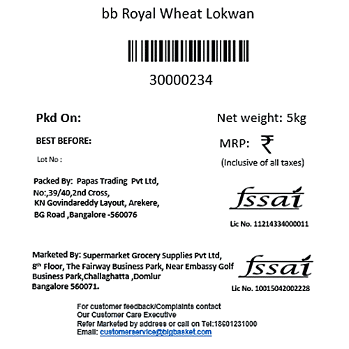 bb Royal Wheat Lokwan, 5 kg Bag 