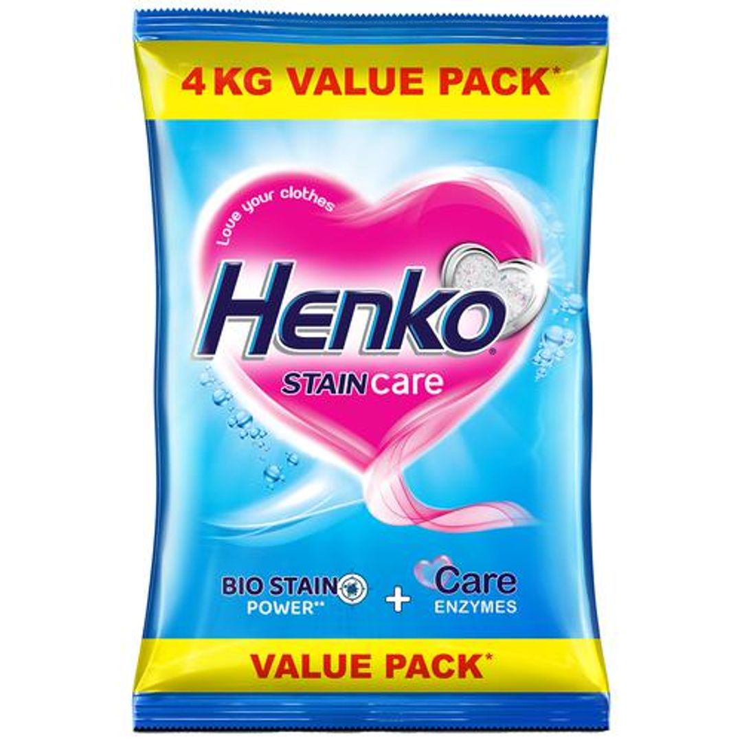 Henko Detergent Powder - Stain Care, 4 kg Pouch