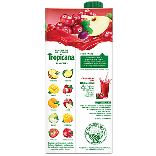 Tropicana Fruit Juice - Delight, Cranberry, 1 L Tetra 