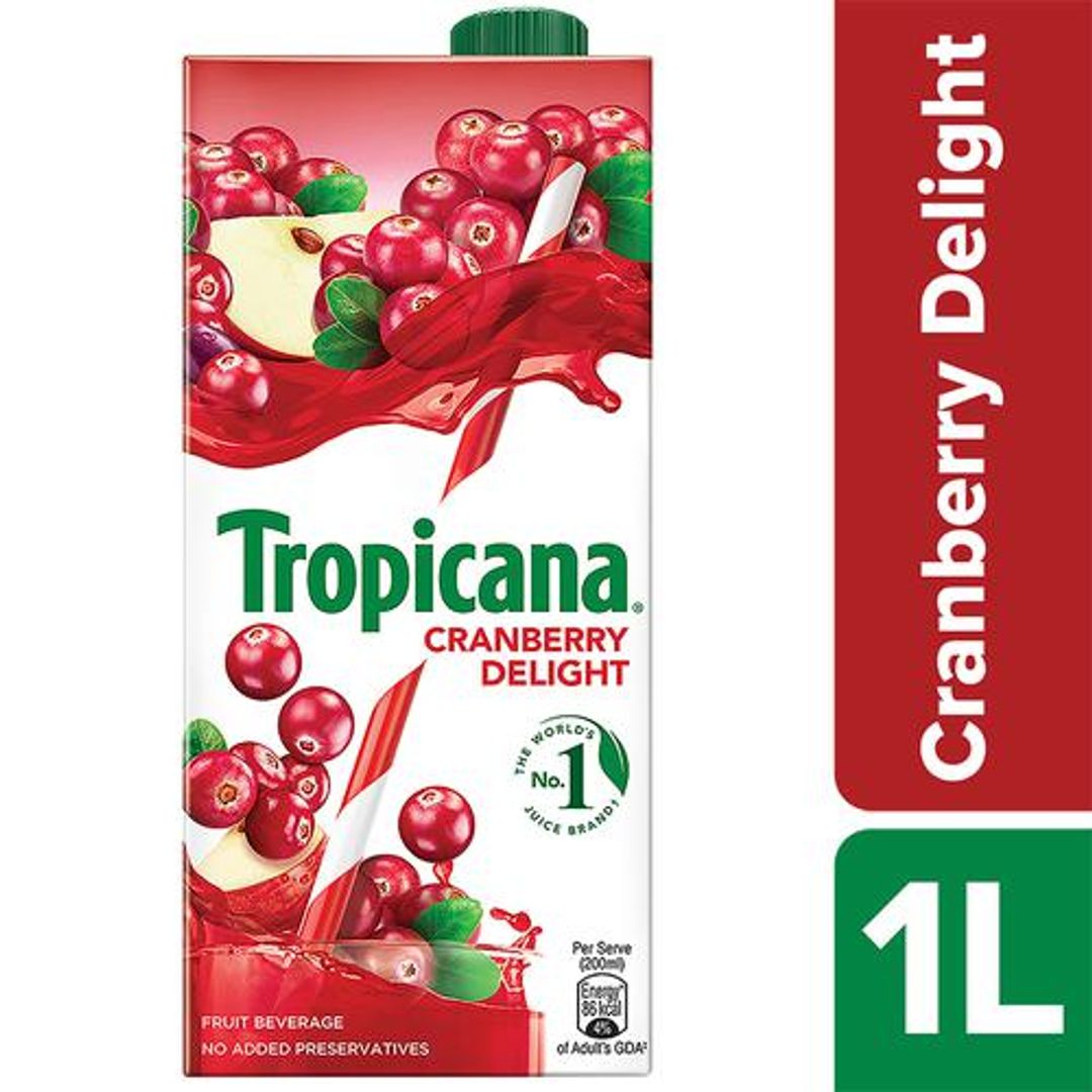 Tropicana Fruit Juice - Delight, Cranberry, 1 L Tetra