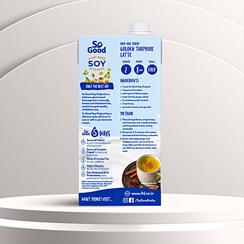 So Good Plant-Based Soy Beverage - Original, 1 L  Rich In Calcium & Vitamins, Dairy Free, No Preservatives, Gluten & Lactose Free