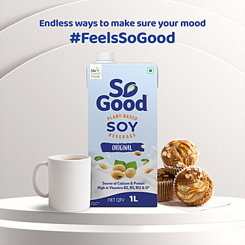 So Good Plant-Based Soy Beverage - Original, 1 L  Rich In Calcium & Vitamins, Dairy Free, No Preservatives, Gluten & Lactose Free