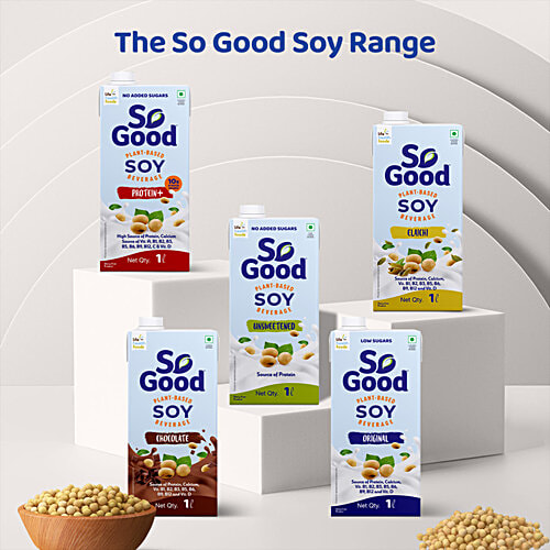 So Good Plant-Based Soy Beverage - Original, 1 L  Rich In Calcium & Vitamins, Dairy Free, No Preservatives, Gluten & Lactose Free
