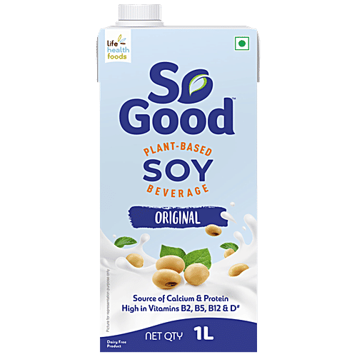 So Good Plant-Based Soy Beverage - Original, 1 L  Rich In Calcium & Vitamins, Dairy Free, No Preservatives, Gluten & Lactose Free