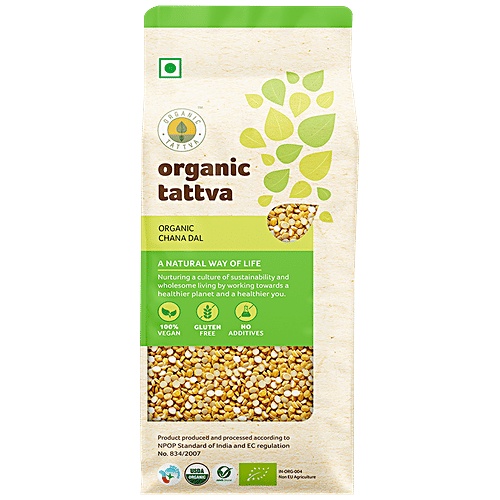 Organic Tattva Organic Chana Dal, 1 kg Pouch 