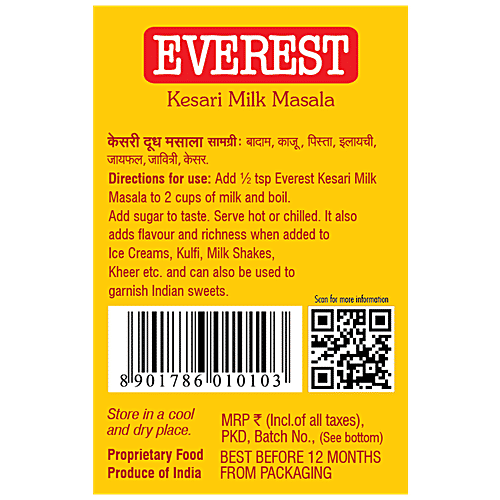 Everest Kesari Milk Masala, 10 g Bottle No Cholestrol & Trans Fat