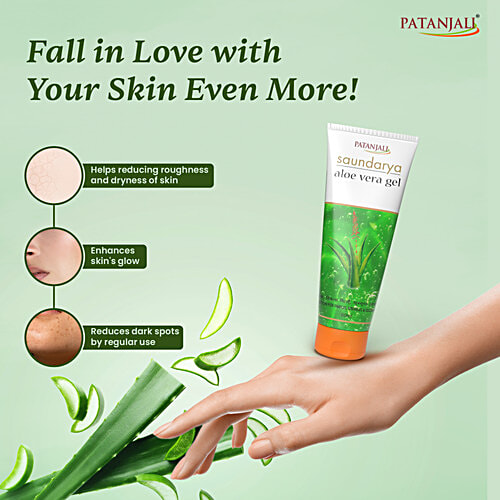 Patanjali Saundarya Aloe Vera Gel, 60 ml  Cleanse Deeply, Removes Dead Skin Cells & Dirt