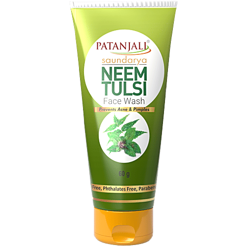 Patanjali Saundarya Neem Tulsi Face Wash, 60 g  Prevents Acne & Pimples