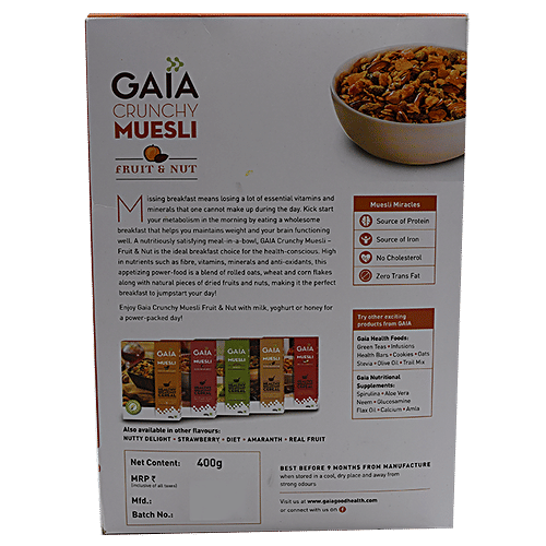 Buy Gaia Muesli Fruit Nut 400 Gm Online at the Best Price of Rs 210