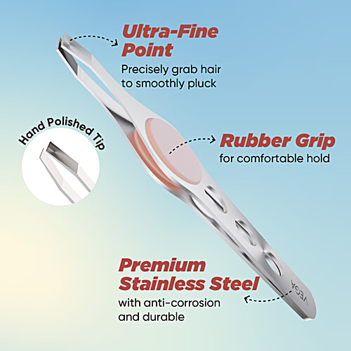 Vega TW-04 Tweezer - With Stainless Steel Square Tip & Rubber Grip, 1 pc  