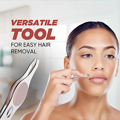 Vega TW-04 Tweezer - With Stainless Steel Square Tip & Rubber Grip, 1 pc  