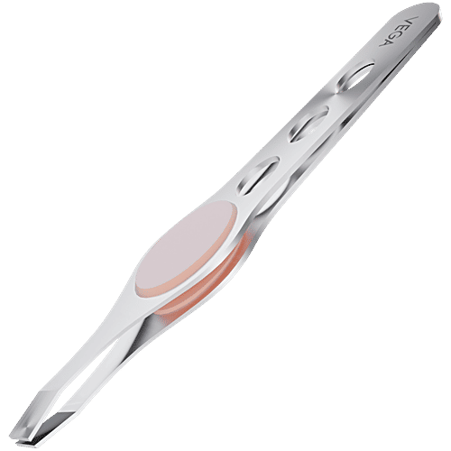 Vega TW-04 Tweezer - With Stainless Steel Square Tip & Rubber Grip, 1 pc  