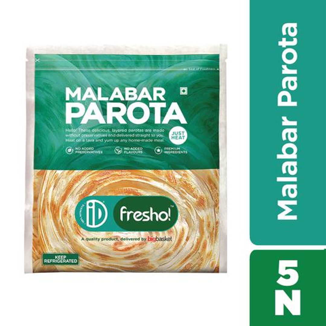 iD Fresho Malabar Parota/Paratha - No Added Preservatives, 400 g (5 pcs)