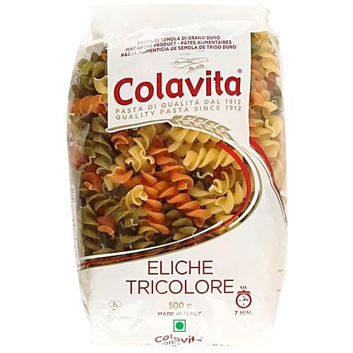 Colavita Durum Wheat Pasta - Eliche Tricolore, 500 g Pouch Zero Cholesterol