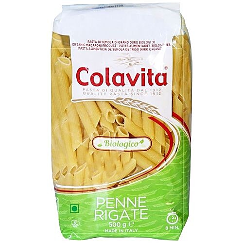 Colavita Biologico Durum Wheat Pasta - Penne Rigate, 500 g Pouch Zero Cholesterol