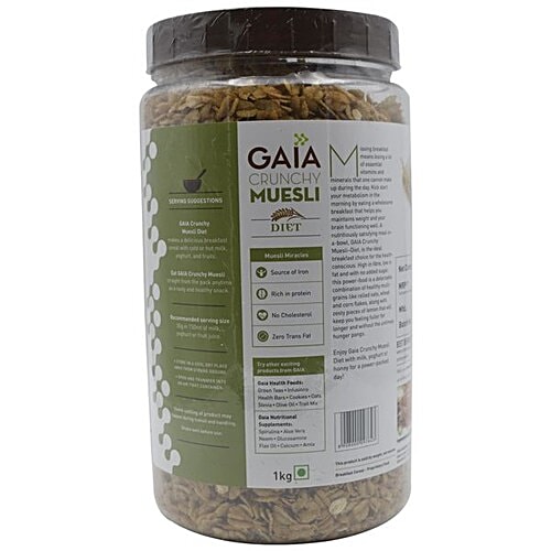 Gaia Crunchy Muesli - Diet, 1 kg No Added Sugar, High Fibre
