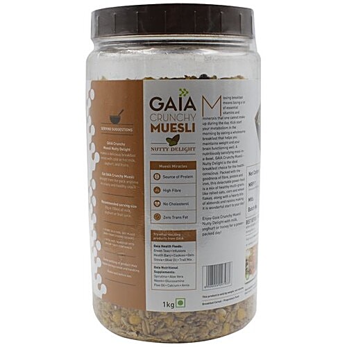 Gaia Muesli - Nutty Delight, 1 kg High Fibre & Protein, Zero Cholesterol