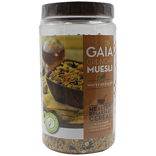 Gaia Muesli - Nutty Delight, 1 kg High Fibre & Protein, Zero Cholesterol