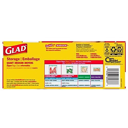 Buy Glad Storage Zipper Bags Medium Online at Best Price of Rs 600