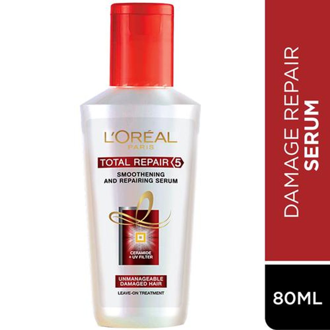 Loreal Paris Total Repair 5 Instant Smoothing & Nourishing Oil Serum - Unmanageable Damaged Hair, Nourish And Protect, Leave On Therapie, 80 ml 
