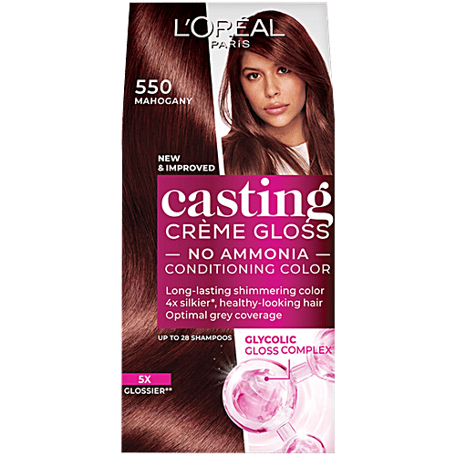 L'Oreal Paris Casting Creme Gloss Hair Colour, 72 ml + 87.5 g 550 Mahogany No Ammonia