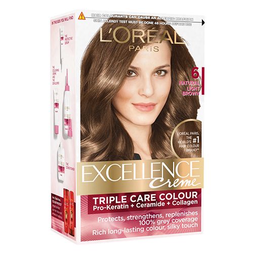 Loreal Paris Excellence Creme Hair Color - 6 Natural Light Brown, 172 g  