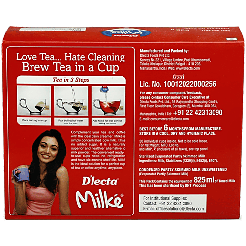 D'lecta Milke Condensed Partly Skimmed Milk, 50 Pcs Carton No Added Sugar, No Preservatives