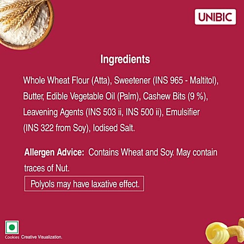 Unibic Sugar Free Cashew Cookies, 67.5 g 0% Maida, Low GI