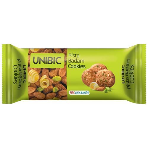 UNIBIC Cookies - Pista Badam, 75 g Pouch Bicalicious, Zero Trans Fat