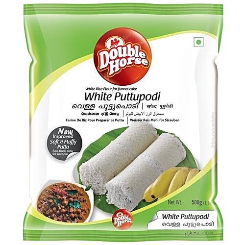 Double Horse Puttu Podi - White, 500 g Pouch 
