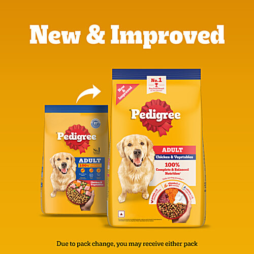Pedigree Adult Dry Dog Food, Chicken & Vegetables, 3 kg, 3 kg, 100% Complete & Balanced Food for Adult Dogs, 3 kg Healthy Muscles & Bones, Healthy Digestive System, Shinier Coat, High Quality Protein & Calcium
