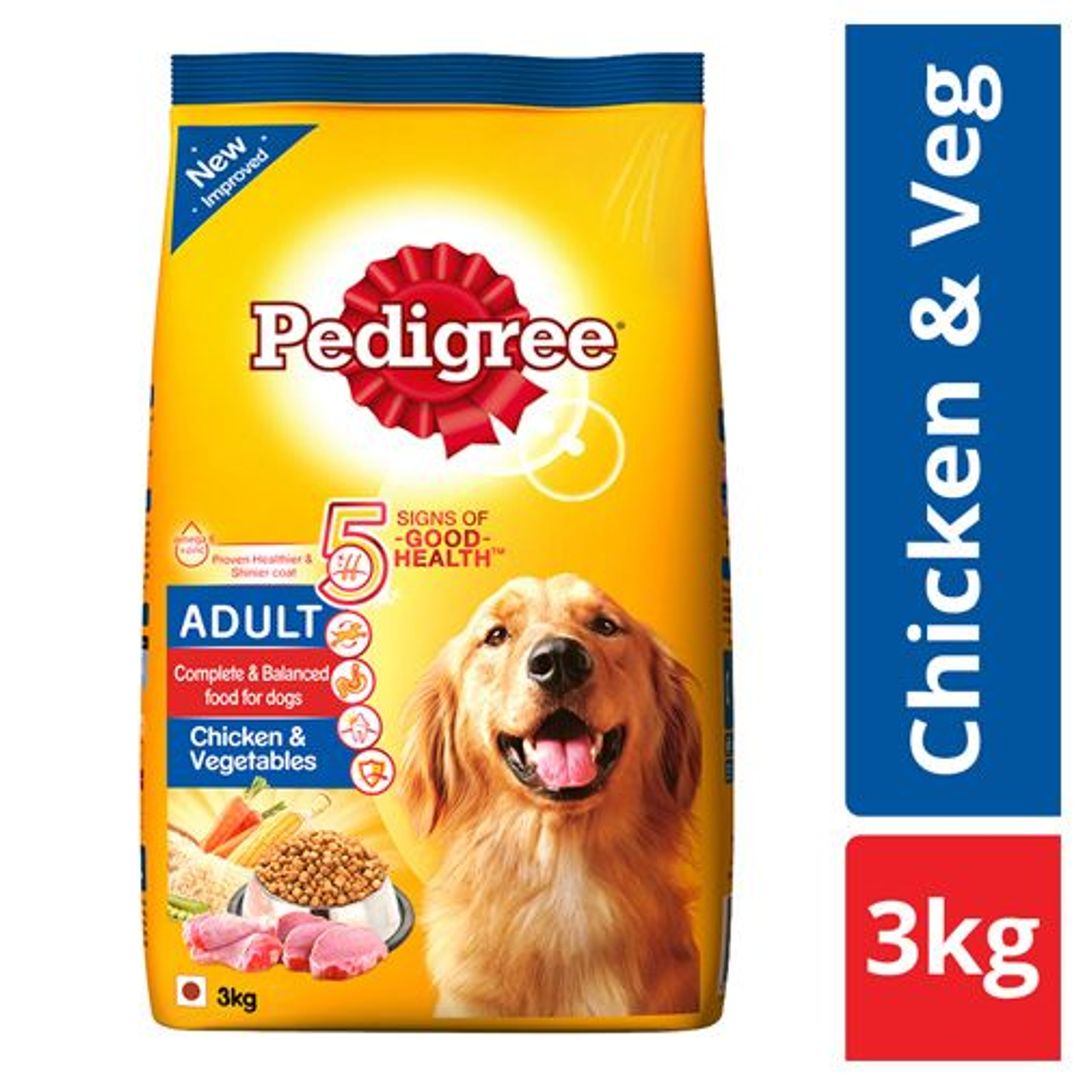 Pedigree Dry Pet Food - For Adult Dogs, Chicken & Vegetables, 3 kg 