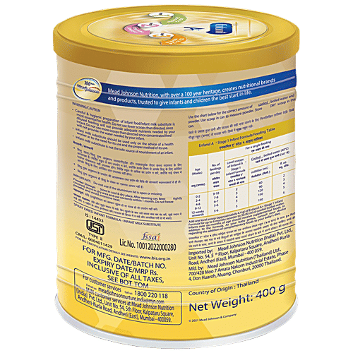 Buy Enfamil A+ Stage 1 Infant Formula 400 gm Tin (0 to 6 months) Online at Best Price. of Rs