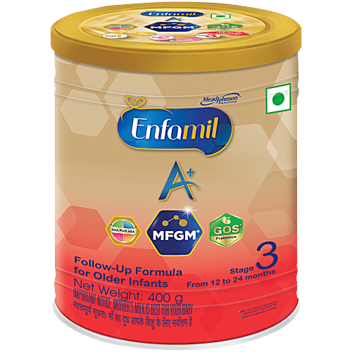 Enfamil A+ Stage 3 Follow-Up Formula - 12 To 24 Months, 400 g Tin Expert Recommended Level of DHA
