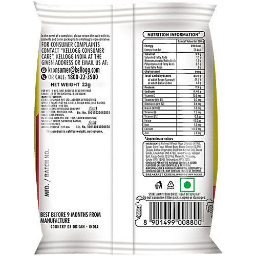 Kellogg's Choco, 22 g Pouch High in Calcium & Protein, 10 Essential Vitamins & Minerals