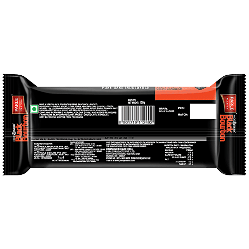 Parle Platina Hide & Seek Black Bourbon Creme Sandwich - Choco, 100 g Pouch Pure Dark Indulgence, Richness of Cocoa