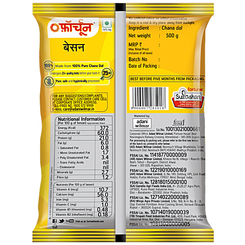 Fortune Besan/Kadale Hittu, 500 g Pouch Chana Dal