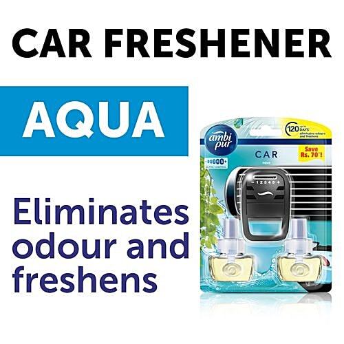 Ambi pur Car Air Freshener - Starter Kit + 2 Aqua Refill, 2 x 7 ml  