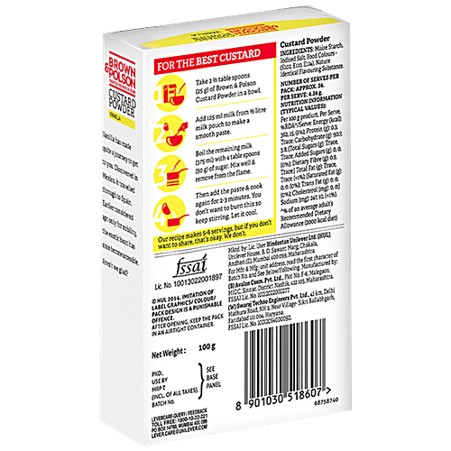 Brown & Polson Custard Powder - Vanilla flavour, 100 g Carton 