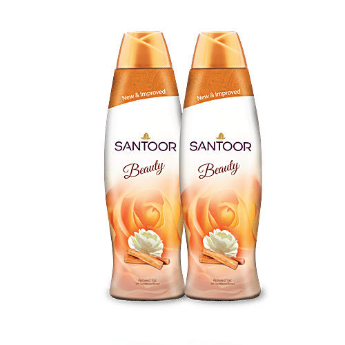 Santoor Beauty Perfumed Talc with Sandalwood Extracts, 400 g (Pack of 2) 