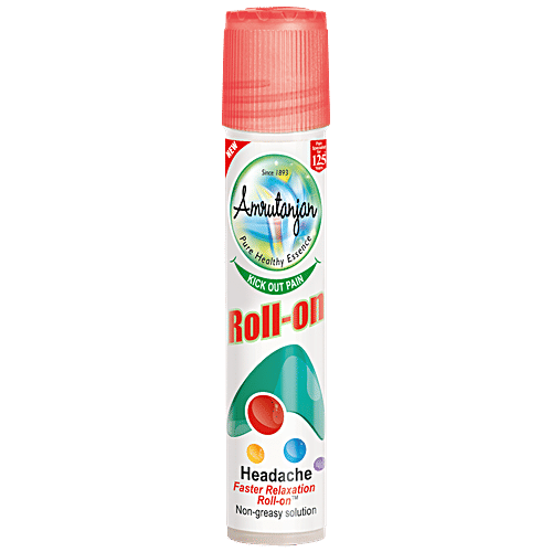 Amrutanjan Headache Faster Relaxation Roll-On, 10 ml  Non Greasy Solution