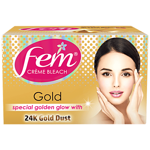 Fem Creme Bleach - Gold, Special Golden Glow with 24K Gold Dust, No Added Silicones, No Added Parabens, 64 g  No Added Silicones, No Added Parabens
