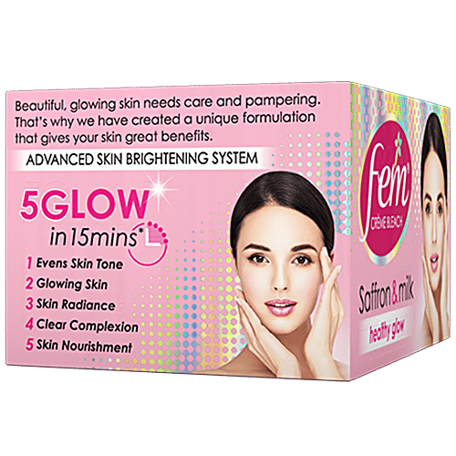 Fem Creme Bleach - Saffron & Milk, Healthy Glow, No Added Silicones, No Added Parabens, 64 g No Added Silicones, No Added Parabens