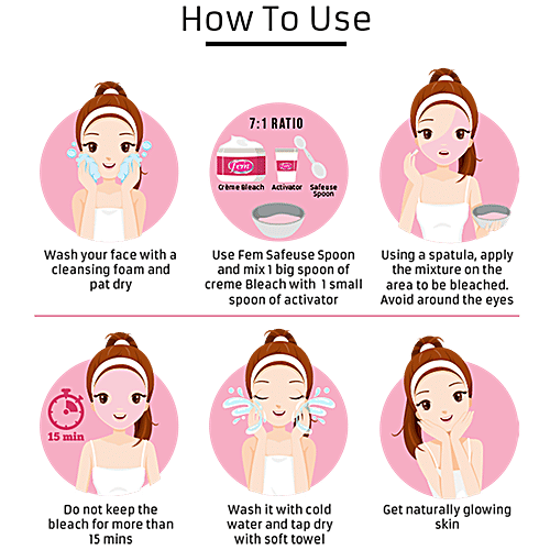 Fem Creme Bleach - Saffron & Milk, Healthy Glow, No Added Silicones, No Added Parabens, 64 g No Added Silicones, No Added Parabens