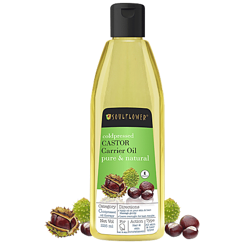 Soulflower Castor Hair Oil For Growth - Hydrates Skin, Clinically Proven, 225 ml  Pure & Natural