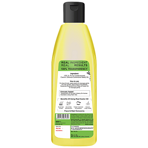Soulflower Castor Hair Oil For Growth - Hydrates Skin, Clinically Proven, 225 ml  Pure & Natural