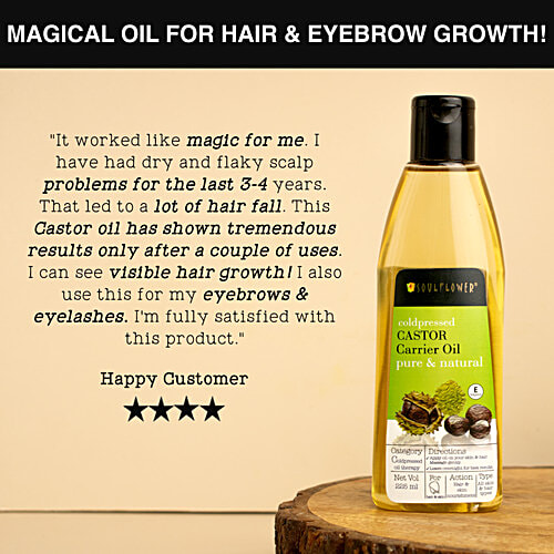 Soulflower Castor Hair Oil For Growth - Hydrates Skin, Clinically Proven, 225 ml  Pure & Natural